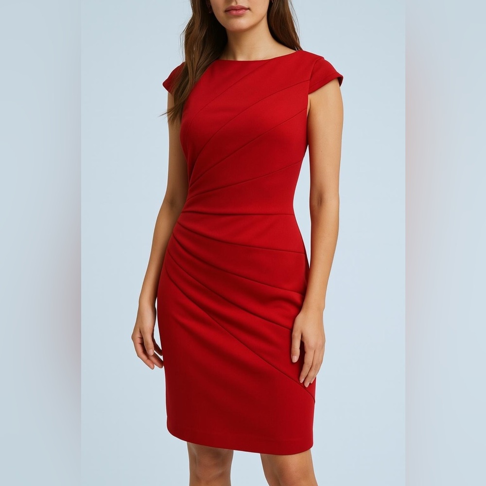 Jessica Simpson Sleeveless Side Ruched Poppy Red Bodycon Dress Size 2
